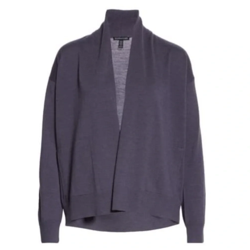 Eileen Fisher Open Front Extra Fine Merino Wool Cardigan Size XXS
